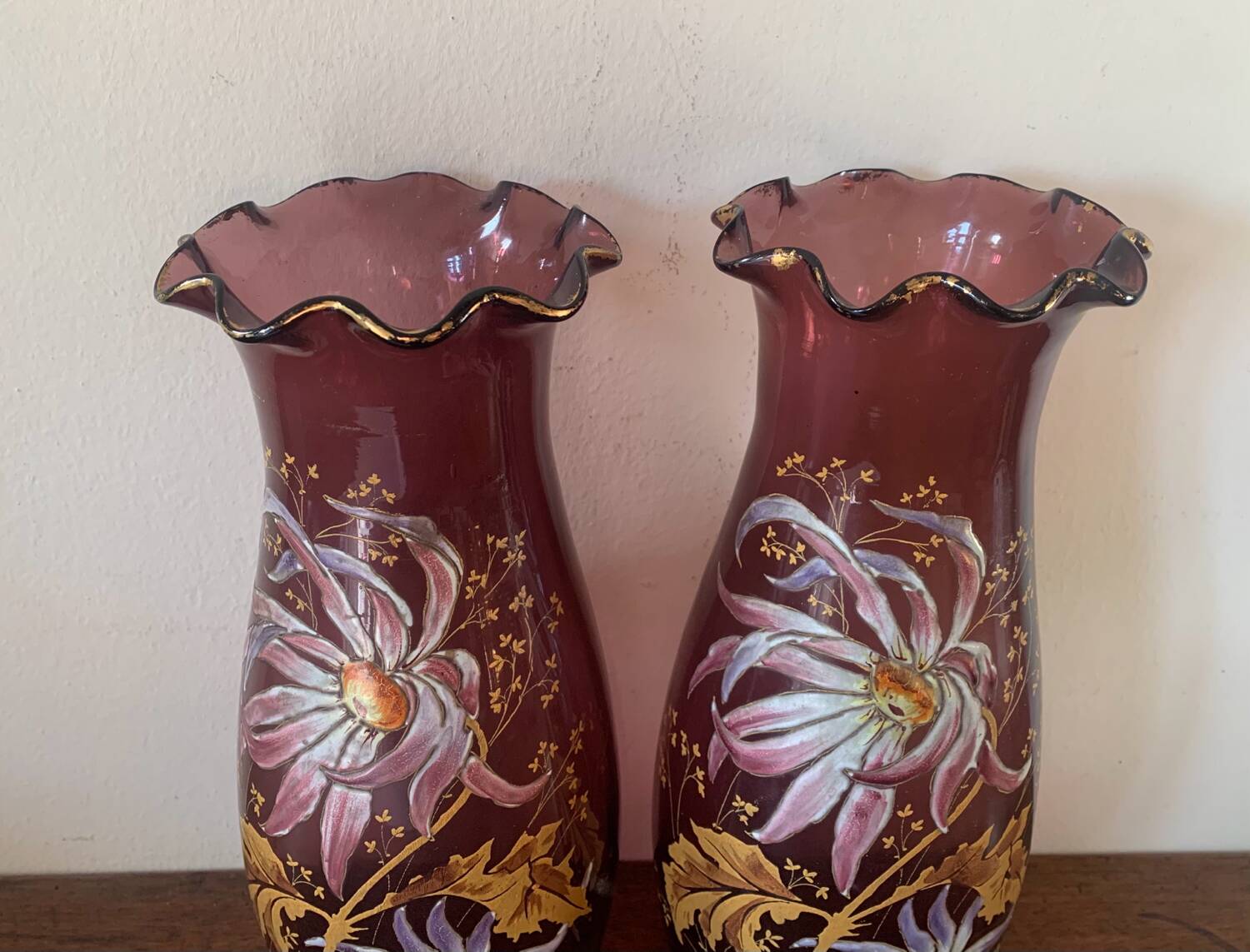 Enamelled glass vases