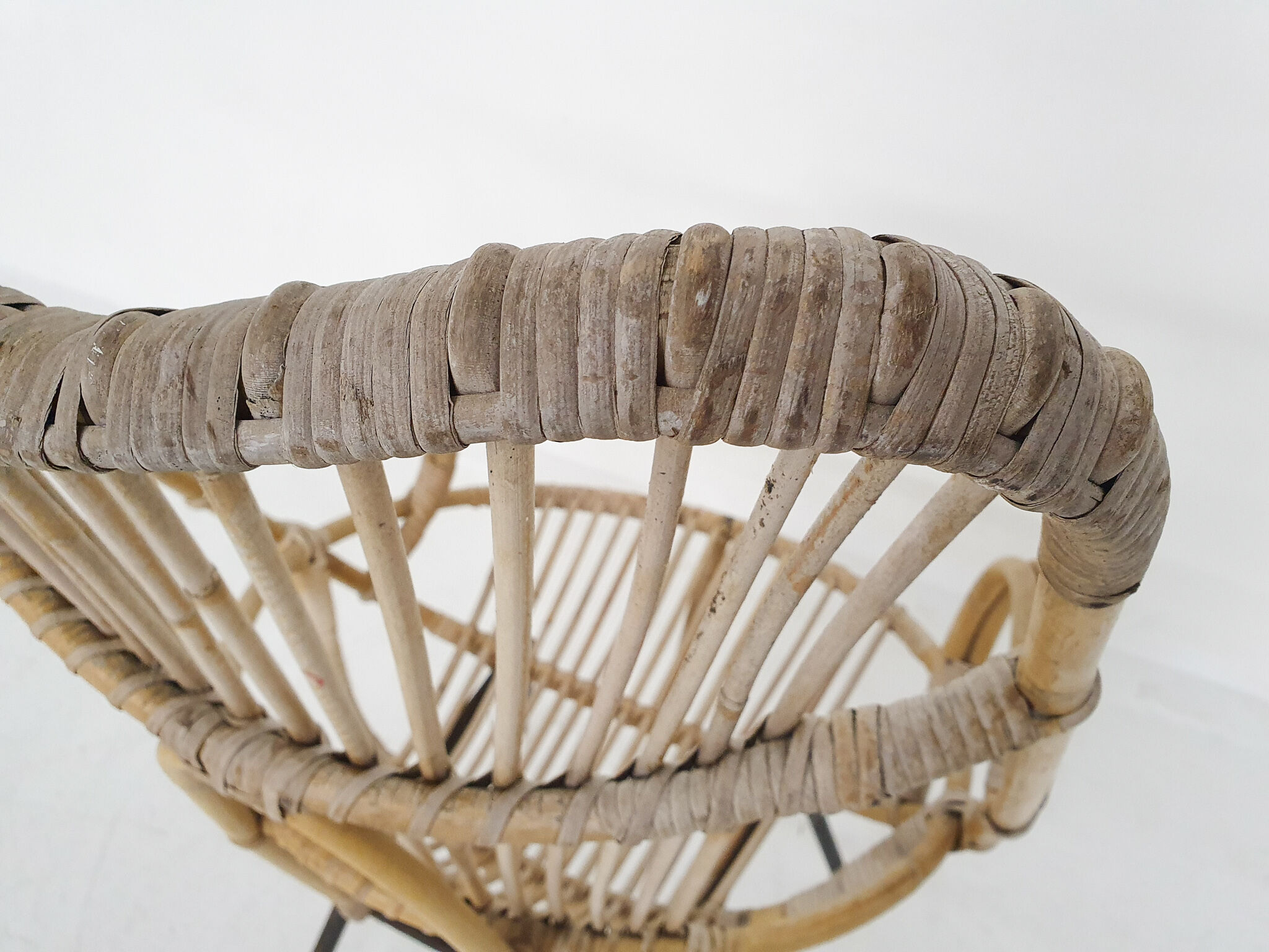 Rohe Noordwolde rattan and metal lounge chair, The Netherlands 1950's