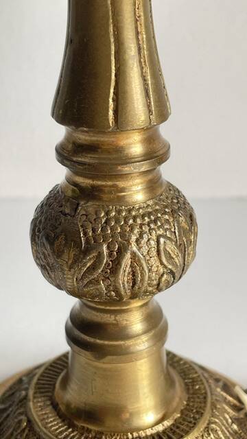 MASSIVE BRASS LAMP and VINTAGE Velvet