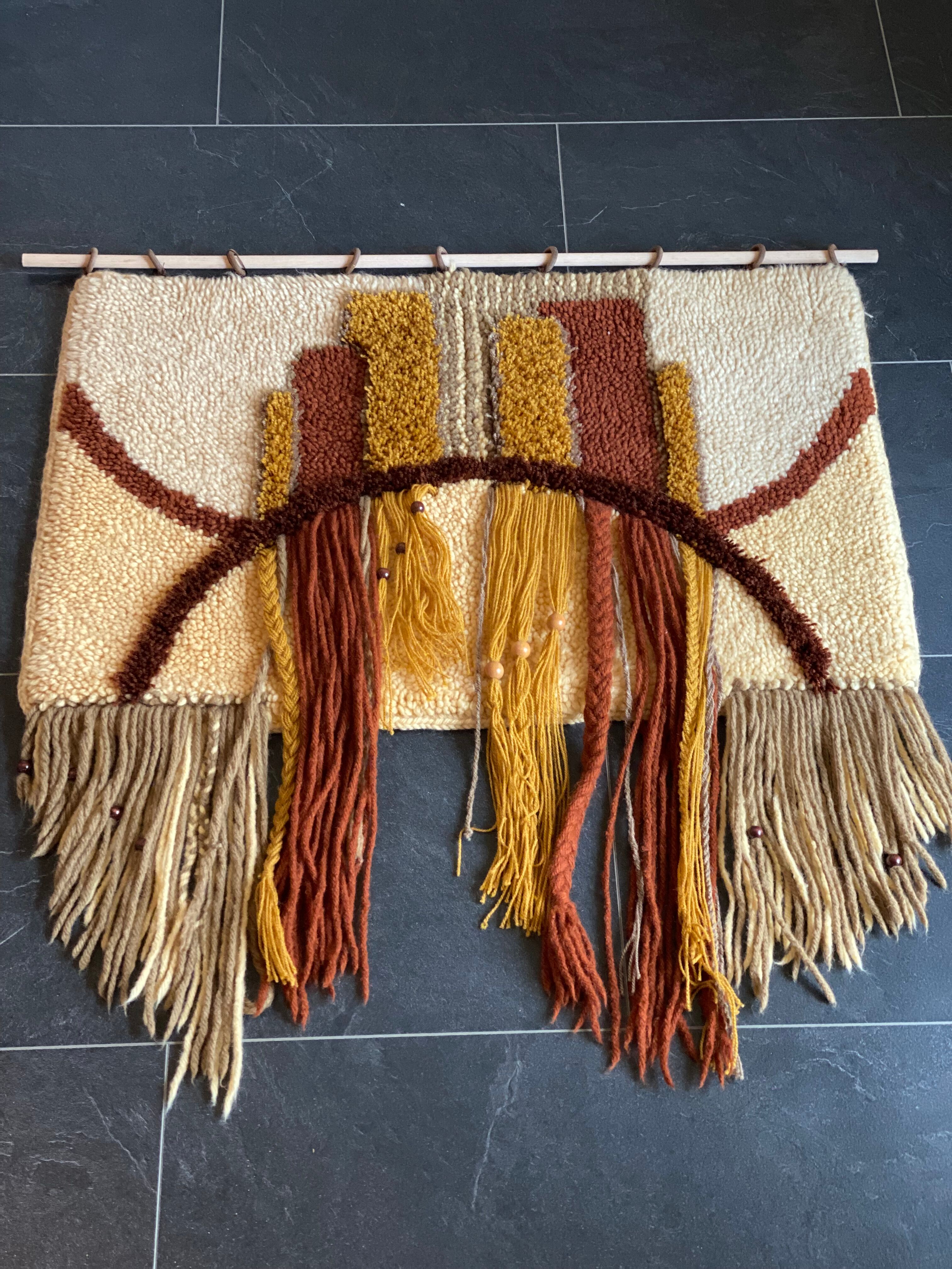 Tenture murale en macramé vintage fait à la main