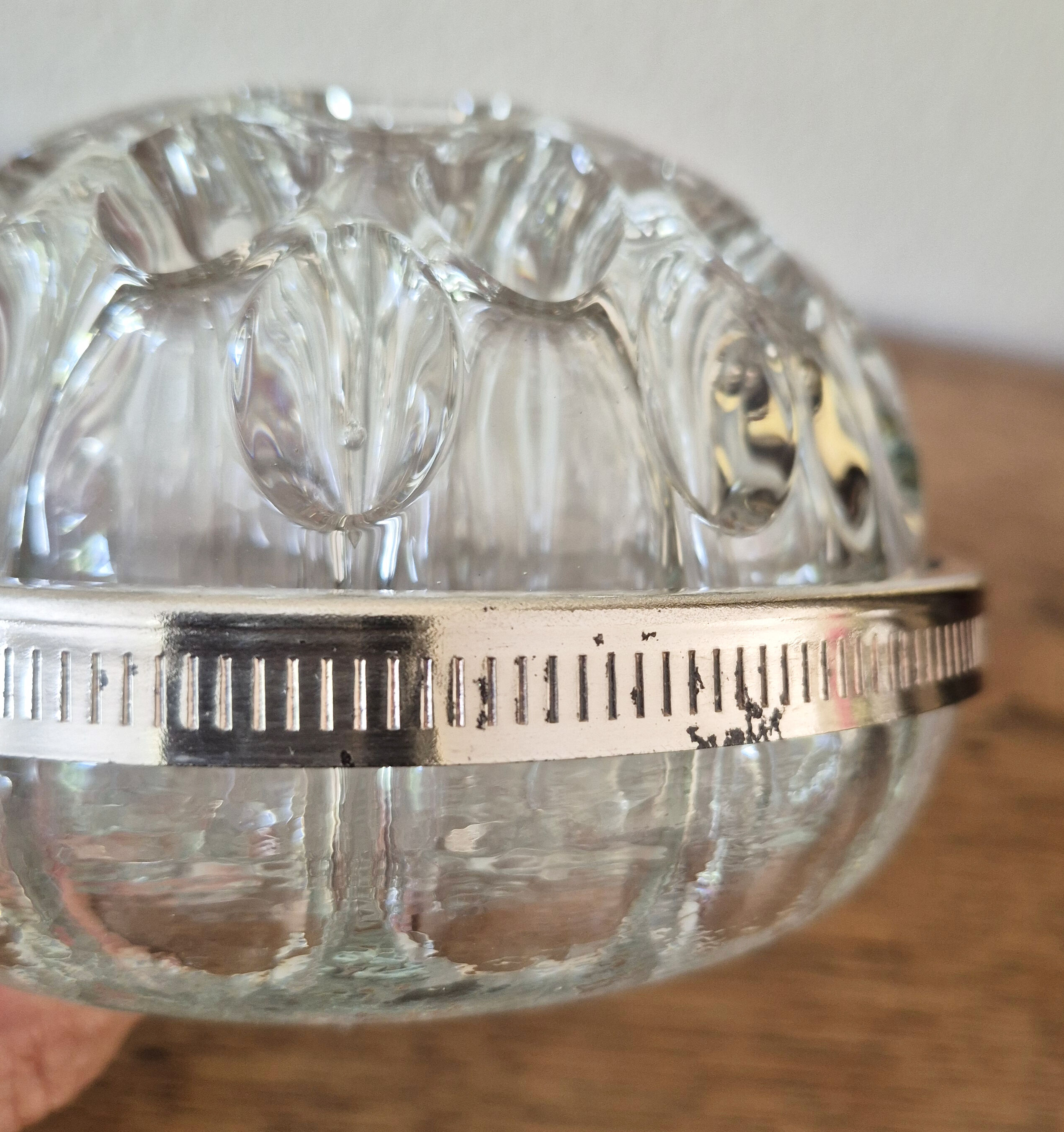 Antique glass and silver-plated flower holder