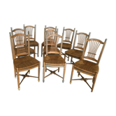 Series of nine painted wooden Provencal chairs
