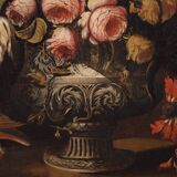 Paintings from the Lombard school of the 17th century, pair of still life with vase of flowers