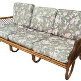 Canapé et fauteuil en rotin des années 70 Italie
