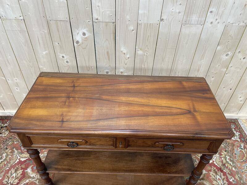 Console époque Napoléon III en noyer et marbre blanc
