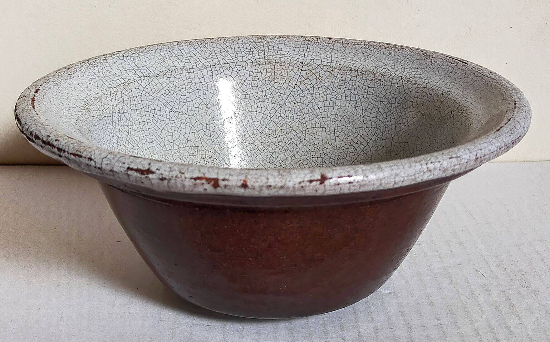 19th century enamelled earthenware salad bowl