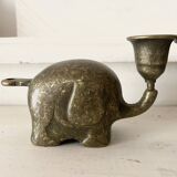 Vintage brass elephant candlestick holders, 1960s/70s.