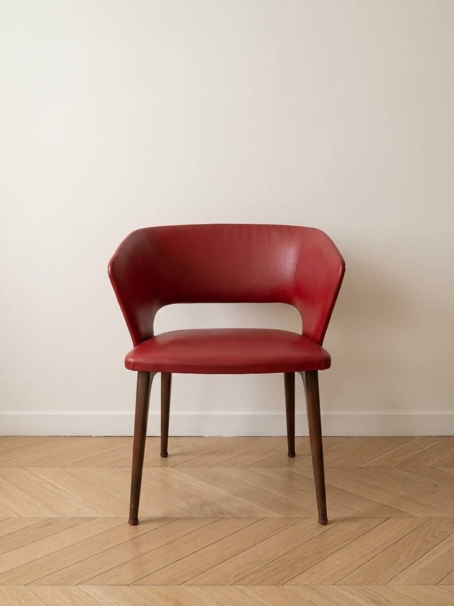 Fauteuil vintage années 50 rouge
