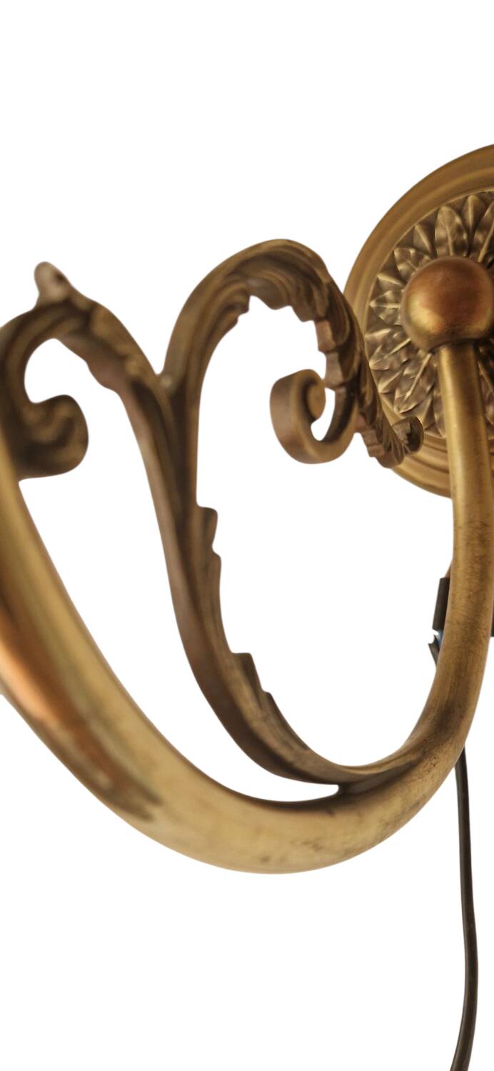Pair of Napoleon III style brass and opaline wall lights