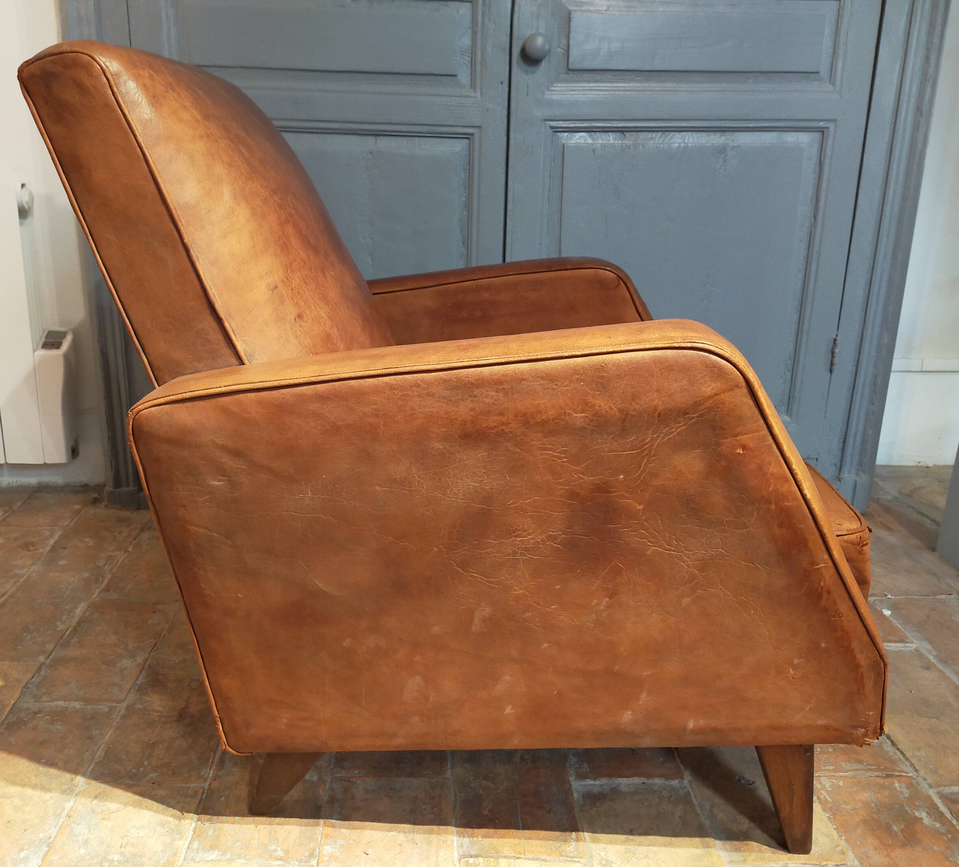 Paire de fauteuils cuir