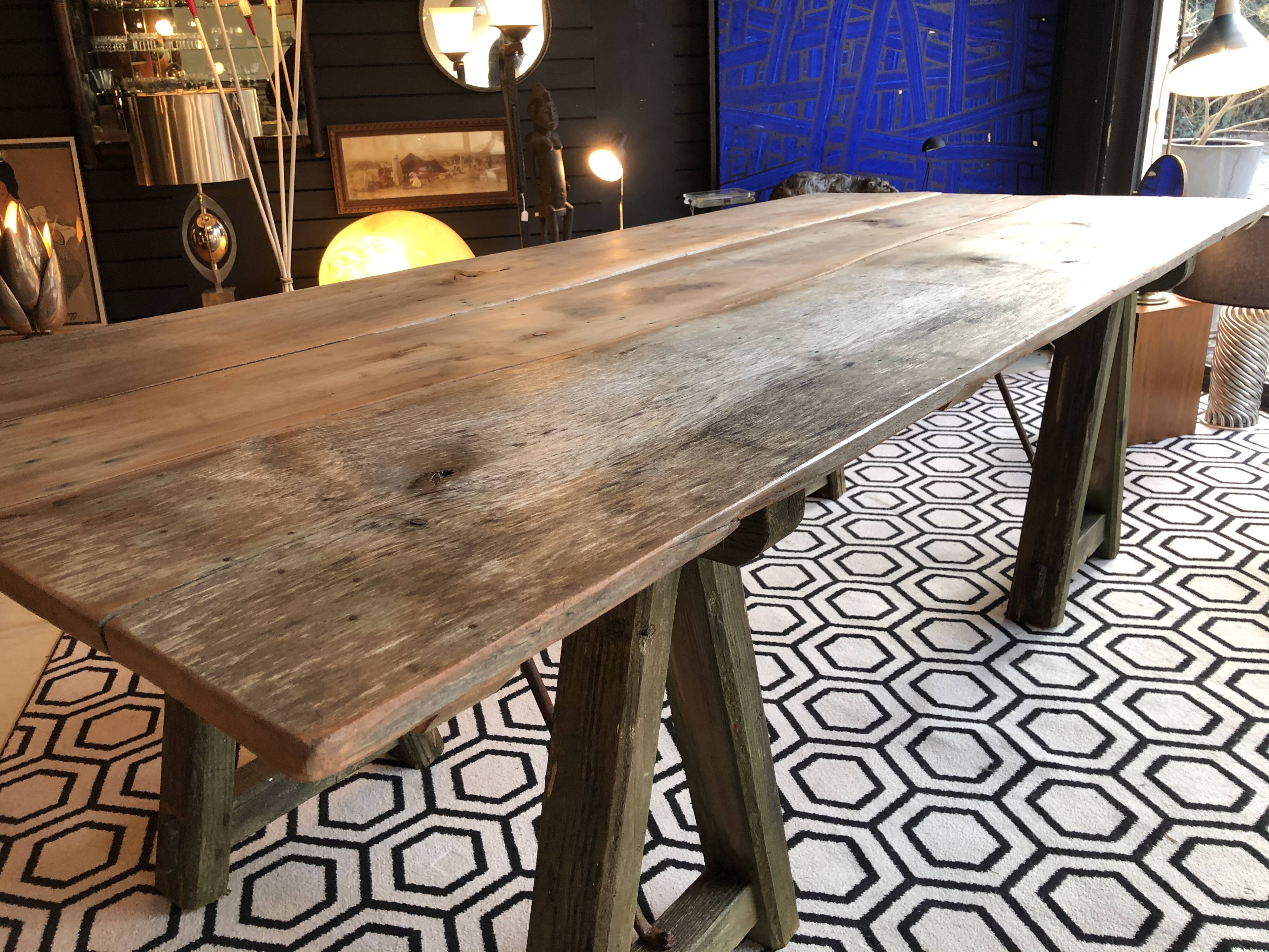 Farm table on trestles