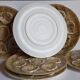 Six oyster plates earthenware with matte enamel, 50s