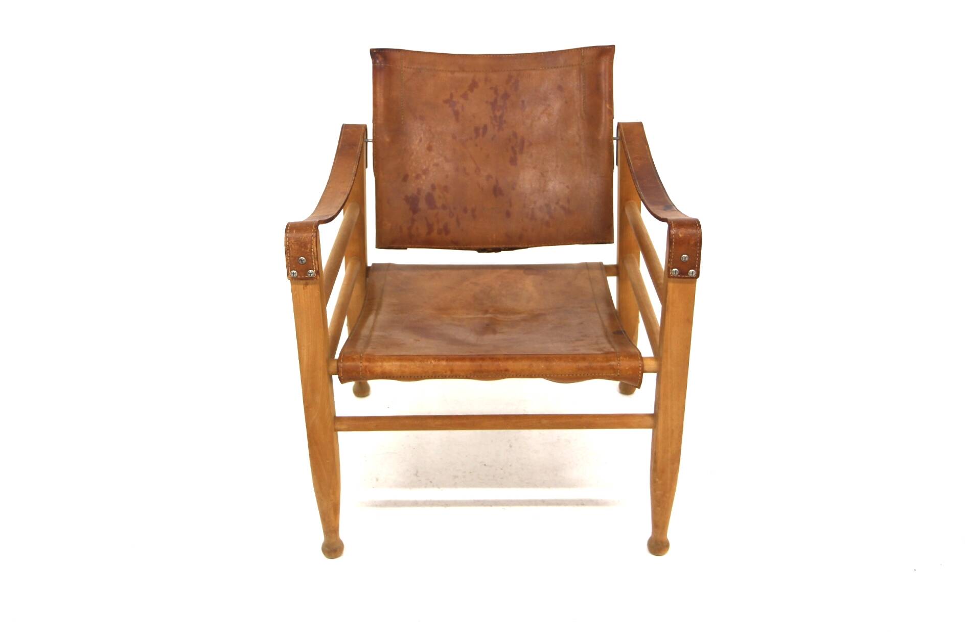 Leather “Safari” armchair, Aage Bruun & Son, Denmark, 1960s