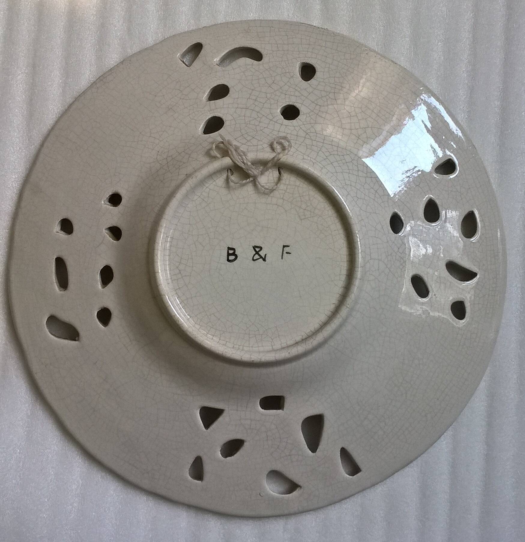 Boch & freres (b&f) plates openwork cracked ceramic vintage floral pattern
