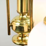 Lustre Mid-Century en Laiton et Opaline, Italie