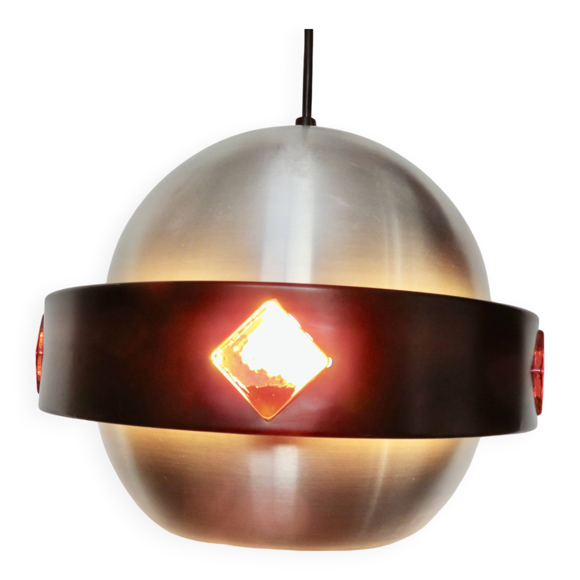 Space age "saturn" pendant lamp 1970, aluminum, metal, resin