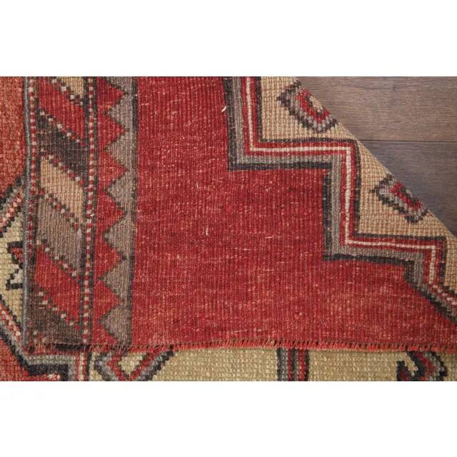 1970s Turkish Oushak Handmade Wool Cotton Red Area Rug 107x200