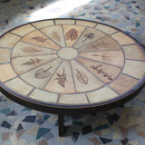 Tiled coffee table signed scrubland Roger Capron