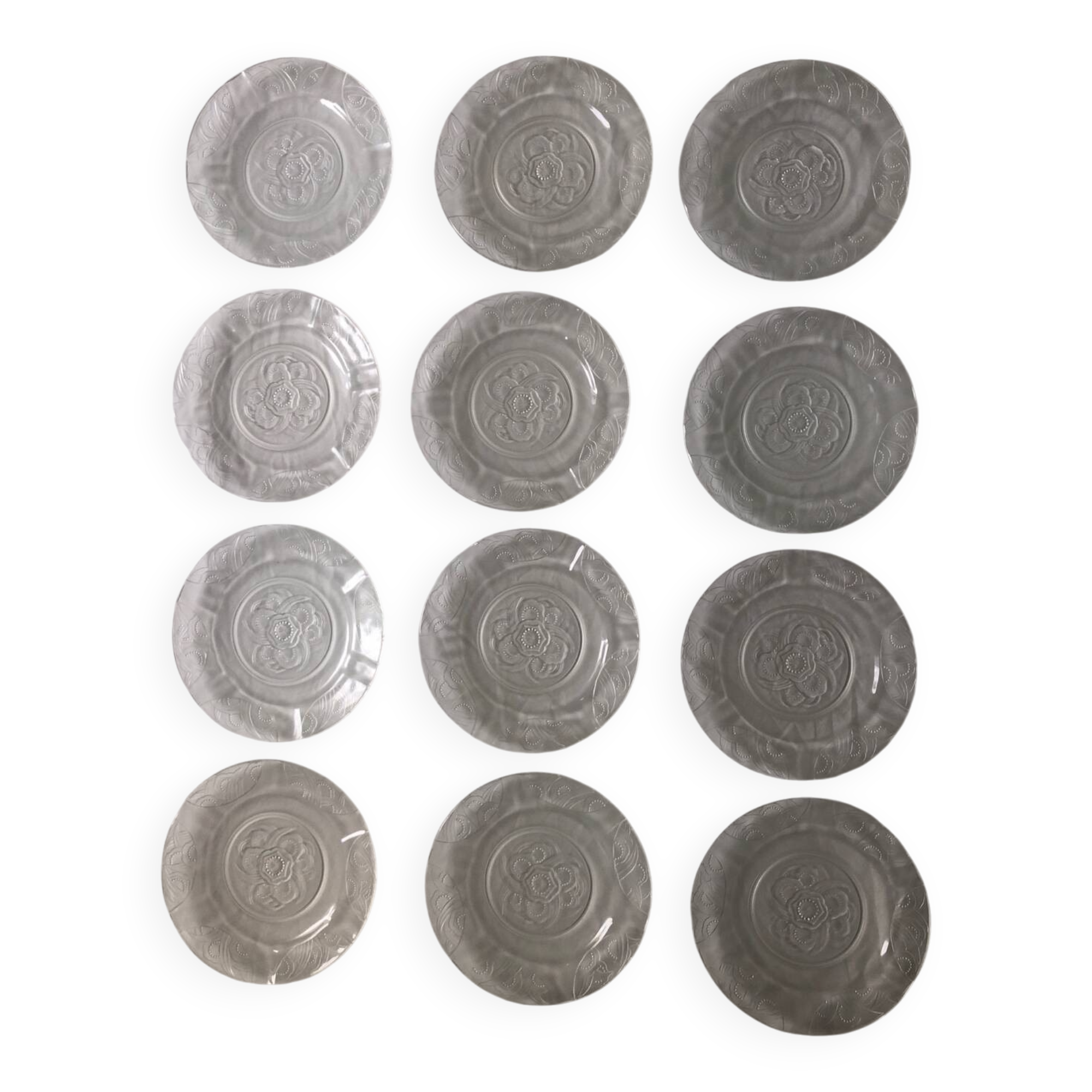 Série de 12 assiettes Sabino France verre opalescent Art Déco – modèl