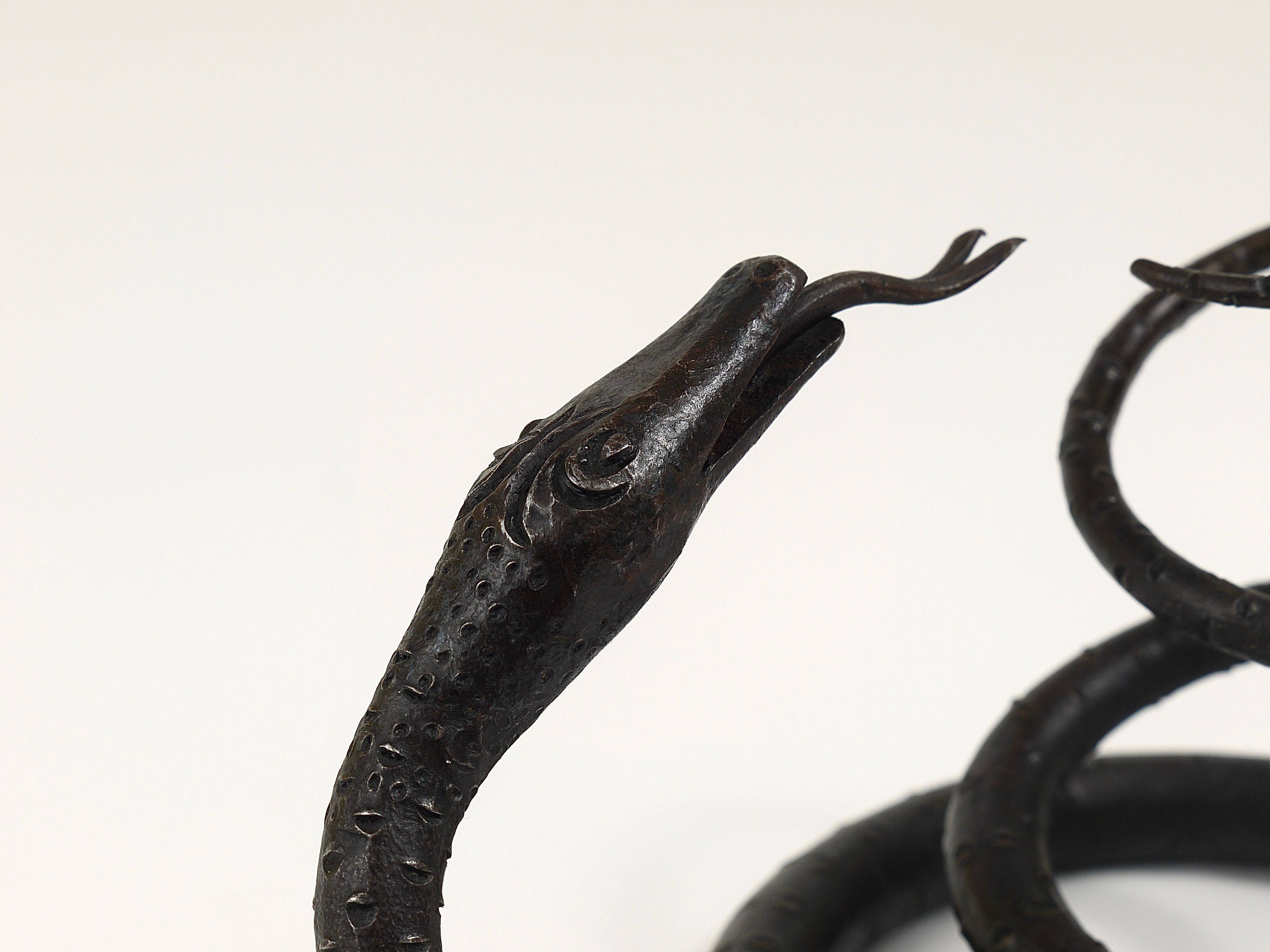 Sculpture of a serpent or wrought iron serpent in the style of Edgar Brandt, Austria, 1920s.