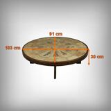 Oval coffee table signed R. Capron, collection les Herbiers, Vallauris – 1960