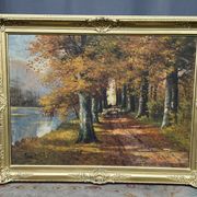 Paysage d'automne. Huile sur toile.