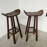 Pair of brutalist high stools
