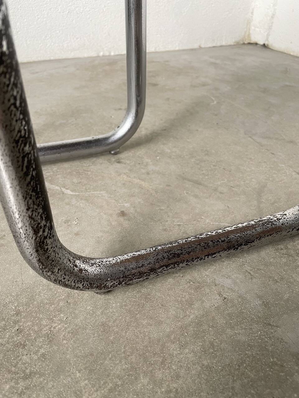 Sellette console art déco Bauhaus bois et chrome