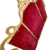 Triptych-shaped mirror in gilded wood and carved with a frieze