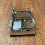 Mid-Century Danish Teak Cabaret Trays with Holmegaard Glasses, 1960s, Set of 4