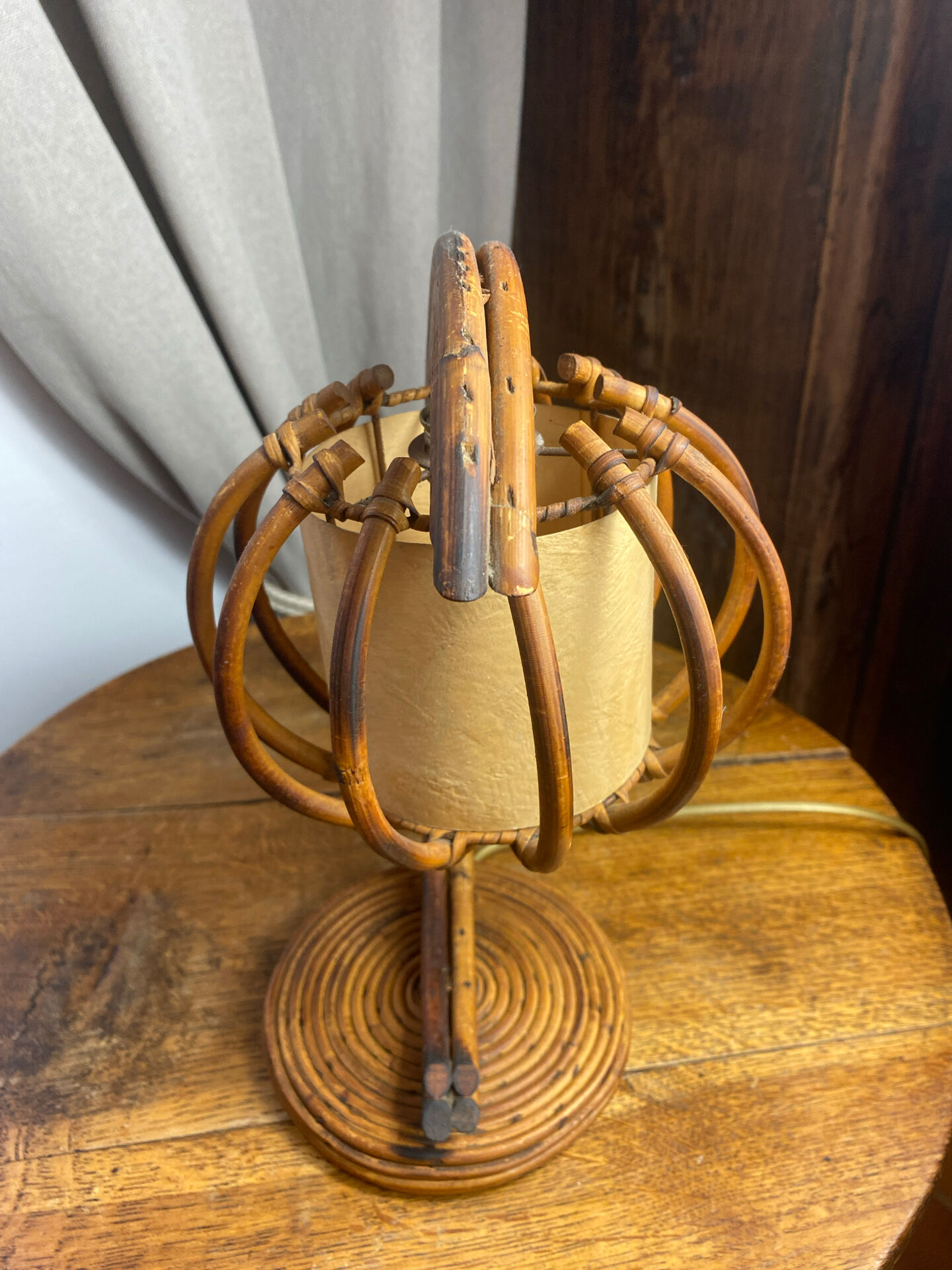 Rattan and bamboo lamp, Louis Sognot