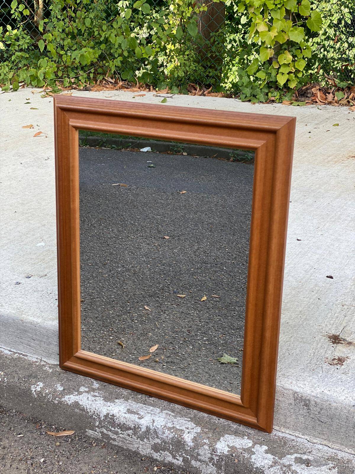 Vintage Scandinavian rectangular mirror in solid wood 61x51cm