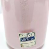Pink Encased Murano Glass Bottle Vase with Gold Leaf by Salviati, Italy