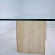 Italian travertine and glass coffe table 1970s Vintage
