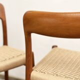 Mid-Century Model 75 Chairs in Teak by Niels O. Møller for J.L. Moller, 1950, Set of 2