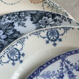 9 mismatched blue ironstone plates