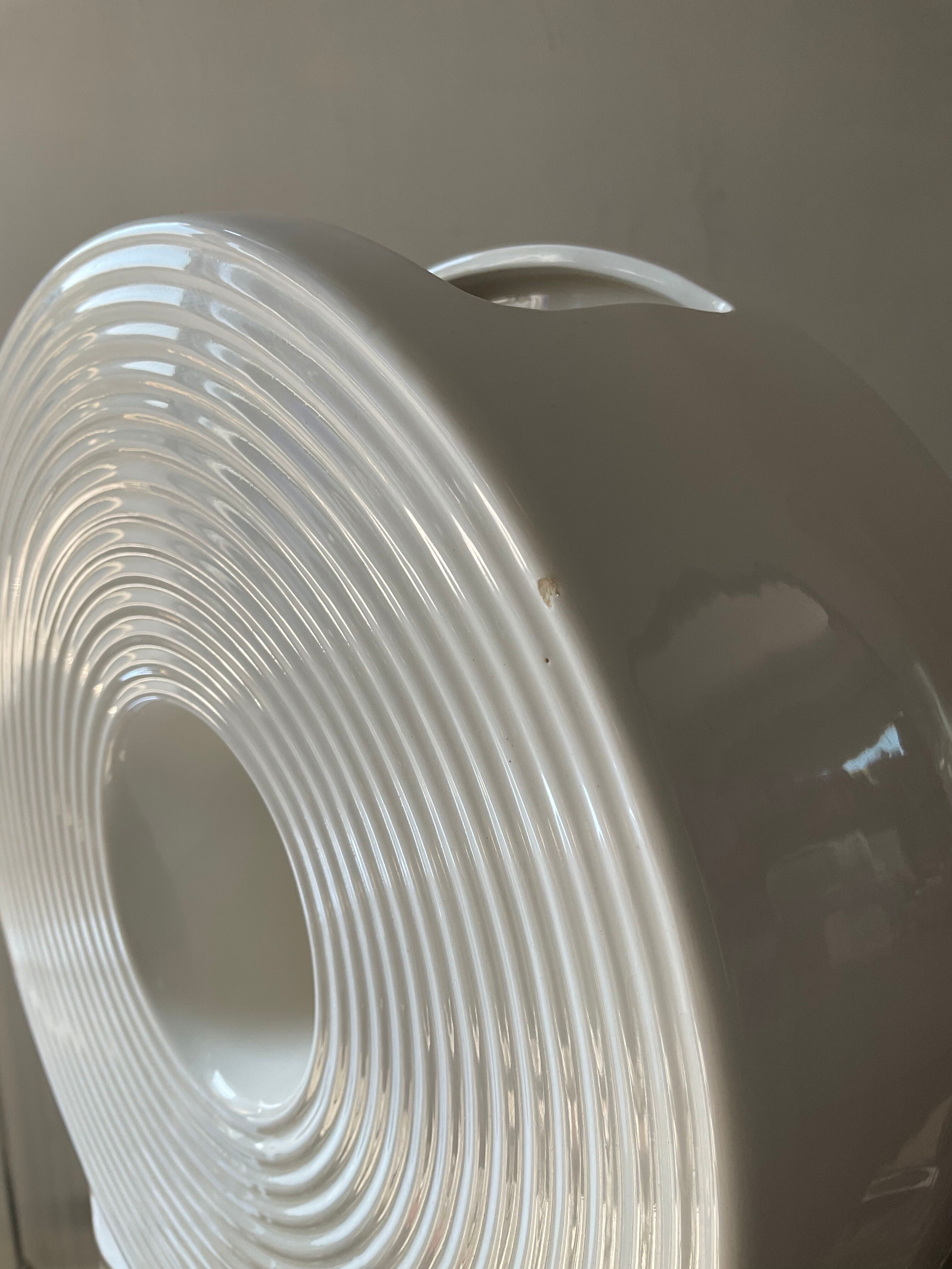 Vintage circular vase in glazed ceramic