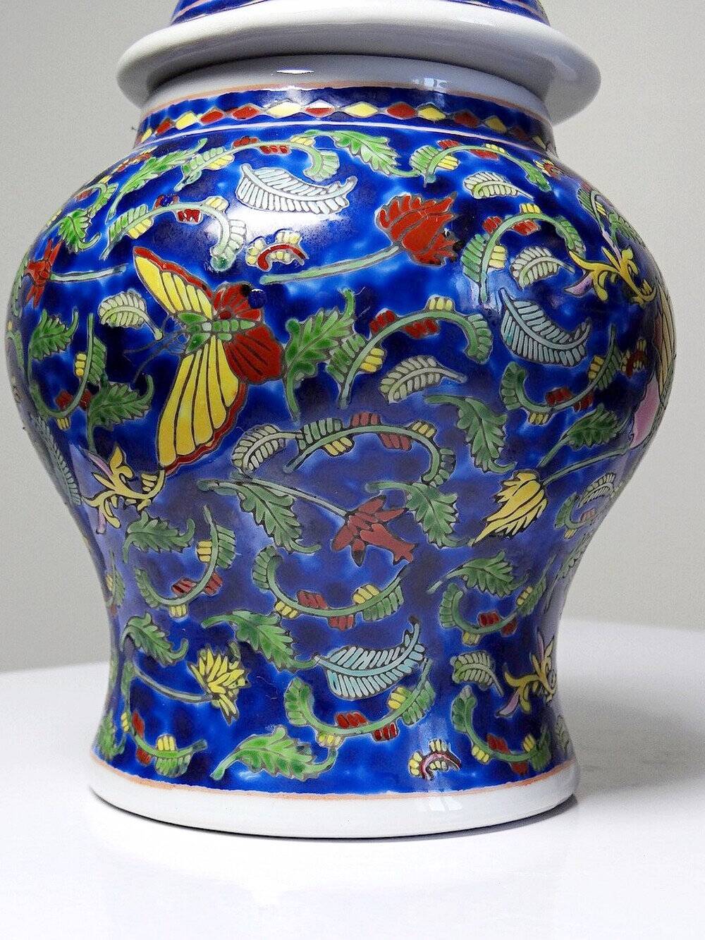 2 pots à gingembre vintage en porcelaine de Chine émaillée