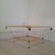 Square coffee table, lucite, brass and glass, Hollywood Regency