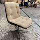 Fauteuil design en plastique, chrome et matière naturelle 60s 70s