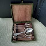 Box of 12 silver-plated mocha spoons Shell model