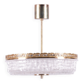 Mid-Century Chandelier in Glass and Brass attributed to Kamenický Šenov, Czech, 1960s