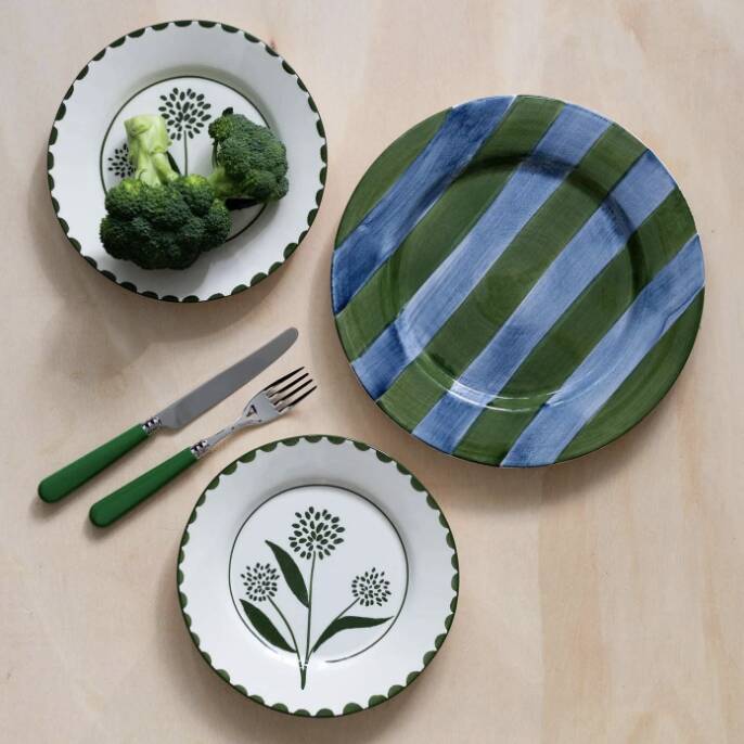 Hand painted ceramic dinner plate