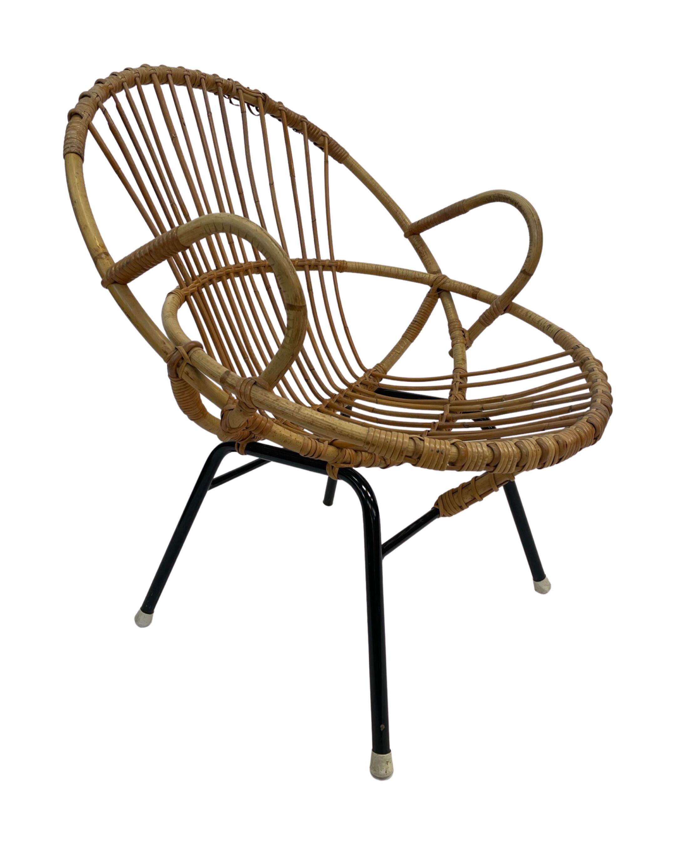 Rattan chair by Dirk van Sliedregt Rohe Noordwolde 1960 in the Netherlands