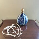 Vintage blue ceramic ball lamp signed