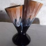 Vase vintage double col en grès flammé