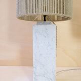Pair of marble lamps from the 60s and their rope lampshades.