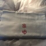 White Monogram tablecloth in damask MD