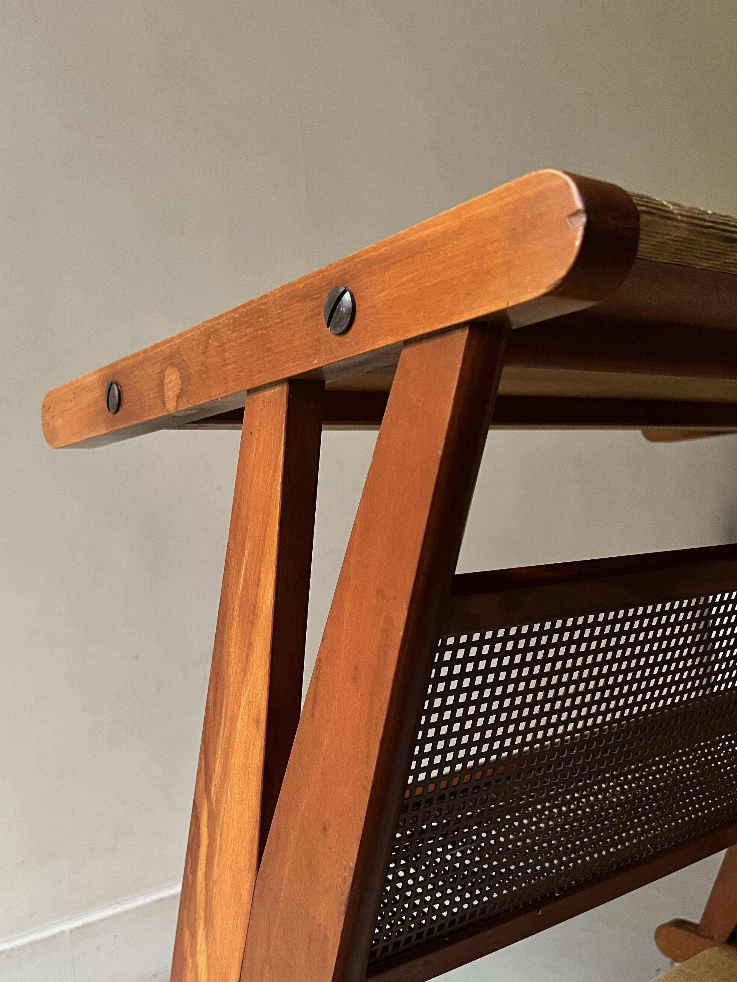 Bar cart in metal and oak by Jullian, designed in France 1960.