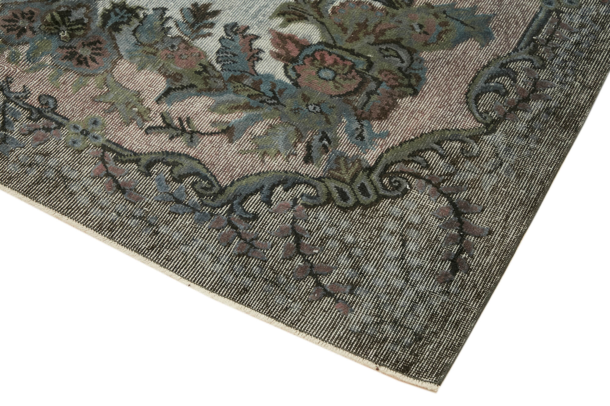 Handmade Hi-Low Pile Turkish 1980s 191 cm x 296 cm Grey Rug